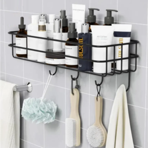 Shower Caddy Basket Shelf Traceless Adhesive Shower Wall Shelf Rustproof Bathroom Shower Storage Organizer Bathroom Accessories